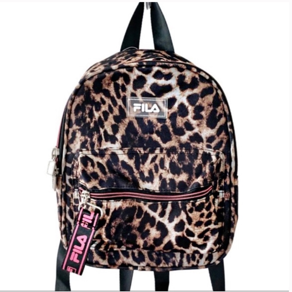 FILA amador leopard print pink trimmed backpack